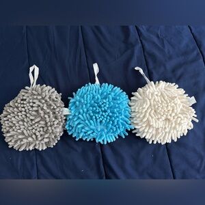 Set of Three Chenille Bath Scrubbers